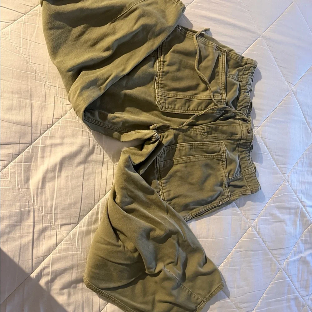 Olive Green Free People Denim We The Free  Cinched Cargo Jeans Women’s Medium - Picture 2 of 13